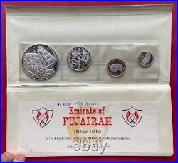 Fujairah, Complete Set 1, 2, 5, 10 Riyals 1969 Original Package + Coa, Rare