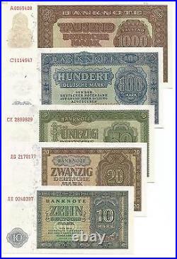 Germany Ddr Complete Set 9 Notes 1000-0.50 Marks 1948. Unc. Rare. 7rw 10abr