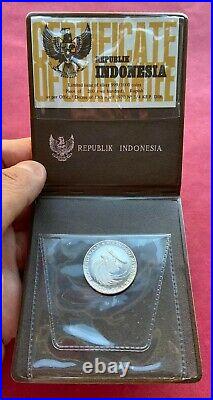 INDONESIA, COMPLETE SILVER SET 200 1000 RUPIAH 1970 WALLET/COAs PERFECT, RARE