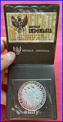 INDONESIA, COMPLETE SILVER SET 200 1000 RUPIAH 1970 WALLET/COAs PERFECT, RARE
