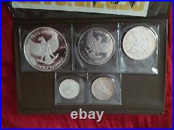 INDONESIA, COMPLETE SILVER SET coins 200 1000 RUPIAH 1970 WALLET/COAs Toning