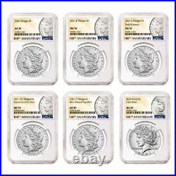 In Hand 2021 Morgan Silver Dollars & Peace NGC MS70 6 complete Set