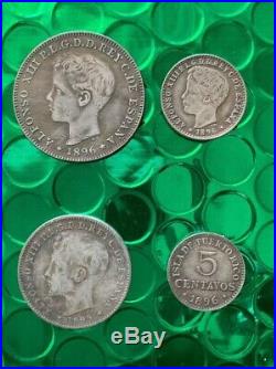 LOT 10 1856-1896 SPAIN-PUERTO RICO COLONIAL COIN COLLECTION COMPLETE SET + Peso