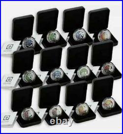 Lebanon 5 Liras Complete Set Of 12 Zodiac Signs Colored Proof Silver Coins