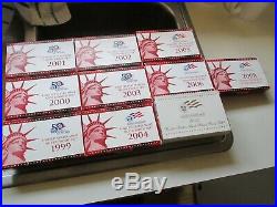 Lot Of 10-us Mint Silver Silver Proof Sets 1999-2008 Complete 50 Silver State Qu