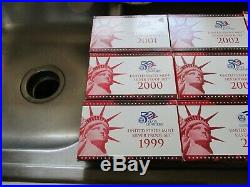 Lot Of 10-us Mint Silver Silver Proof Sets 1999-2008 Complete 50 Silver State Qu