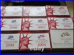 Lot Of 10-us Mint Silver Silver Proof Sets 1999-2008 Complete 50 Silver State Qu