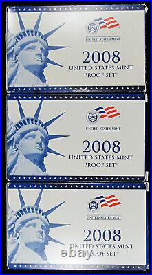 Lot of (5) 2008 S U. S. Mint Clad Proof Sets Complete in Original Packaging (OGP)