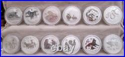 Lunar Series II Perth Mint Australia 12 Coin 1 Oz Silver Set Complete 2008-2019