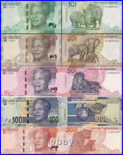 NEW South Africa Banknotes 2023 Series Complete Set (5 denominations) UNC