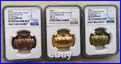 NGC MS70 China 40x23mm Medals Set (5 pcs, complete set) Chinese Mitten Crab