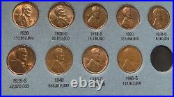 Nearly complete (-6) Lincoln folder 1909-1940 with19 UNC coins, premium set READ