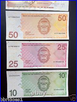 Netherlands Antilles Complete Set of 5- 10 25 50 100 250 Gulden Banknotes UNC #5