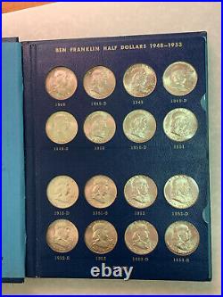 Nice Complete Set of 35 Uncirculated 1948-1963 Franklin Halves in Whitman Album