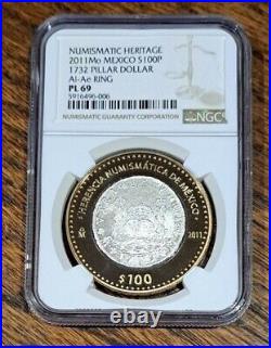 Numismatic Heritage 2011 Mexico 100p (ngc Pl 69) Complete Set