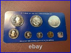 PHILIPPINES 1977 8-COIN PROOF SET COMPLETE With PAPERS, 1 CENTAVO to 50 PISO