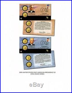 PRESIDENTIAL DOLLAR FIRST DAY ISSUE COIN COVERS COMPLETE SET, P21 thru 16FC