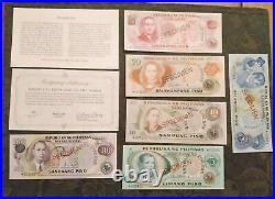 Philippines COMPLETE 6 SPECIMEN SET 1978 UNC 003451 CS1 P 159s-164s withCOA