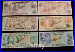 Philippines COMPLETE 6 SPECIMEN SET 1978 UNC 003819 CS1 P 159s-164s withCOA