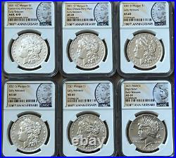 Presale 2021 Early Release Morgan Silver Dollars & Peace NGC MS69 6 complete Set