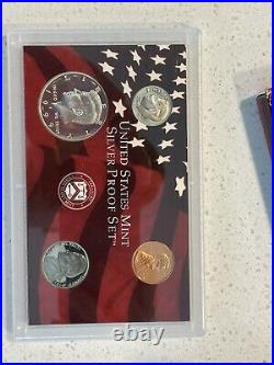 Proof sets Silver 1999 2008, 10 complete sets 109 coins US MINT Lot