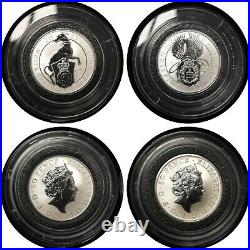 Queens Beast 2021 UK Quarter-Ounce 1/4 oz Silver Proof Complete 10 Ten Coin Set