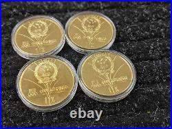 Rare 1980 Brass China 4 Coin Olympic Sports Proof Set Complete #803
