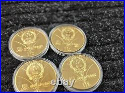 Rare 1980 Brass China 4 Coin Olympic Sports Proof Set Complete #803