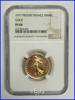 Rare Complete 9 pc set 1977 France Piefort Gold Coins NGC 64 PF66 PF67 PR68 PF69