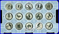 Rare! Complete Set (32) Australia 1 Oz. Silver Kookaburra Coins 1990 2021