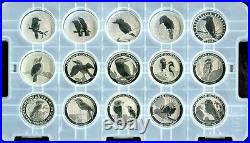 Rare! Complete Set (32) Australia 1 Oz. Silver Kookaburra Coins 1990 2021