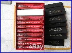 SILVER 1992-1998 1999-2008 17 COMPLETE U. S. PROOF SETS 144 COINS WithSTORAGE BOX