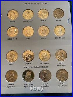 Sacagawea 2000 2020 PDS Complete Set 63 Coins BU/Proofs, Littleton Album 1A