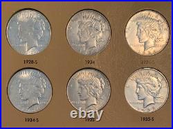 Sensational Peace Dollar Complete Set, 1921-1935, Bright Luster, Very High Grade