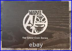 Set of 15 1 oz. 999 Silver 24k Gilded Marvel Coins With Wood Box Complete Set
