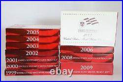 Silver Proof 1999-2009 COMPLETE (11) Sets withState Quarters Sealed & COA