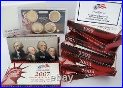 Silver Proof 1999-2009 COMPLETE (11) Sets withState Quarters Sealed & COA