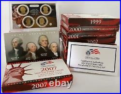 Silver Proof 1999-2009 COMPLETE (11) Sets withState Quarters Sealed & COA