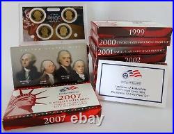 Silver Proof 1999-2009 COMPLETE (11) Sets withState Quarters Sealed & COA