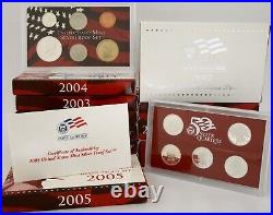 Silver Proof 1999-2009 COMPLETE (11) Sets withState Quarters Sealed & COA