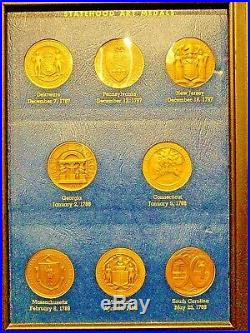 Statehood Art Medals Bronze Complete Set Medallic Art Co 50 United States Framed