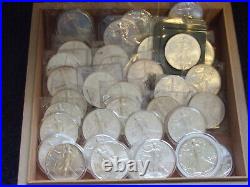 Super Complete Set Of 35 Unc. 1986-2020 American Silver Eagles In Nice Wooden Box