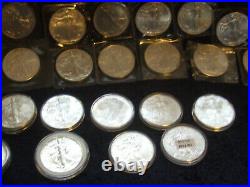 Super Complete Set Of 35 Unc. 1986-2020 American Silver Eagles In Nice Wooden Box