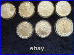 Super Complete Set Of 35 Unc. 1986-2020 American Silver Eagles In Nice Wooden Box