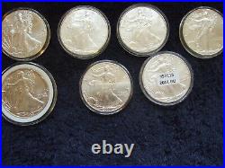 Super Complete Set Of 35 Unc. 1986-2020 American Silver Eagles In Nice Wooden Box