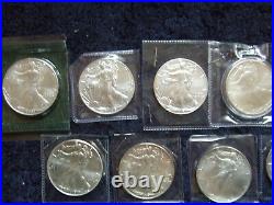Super Complete Set Of 35 Unc. 1986-2020 American Silver Eagles In Nice Wooden Box