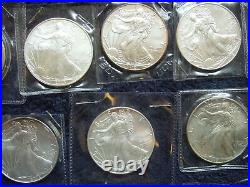 Super Complete Set Of 35 Unc. 1986-2020 American Silver Eagles In Nice Wooden Box