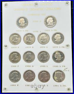 Susan B Anthony Dollar Complete Set Includes Type 2 Proofs in CAPITAL PLASTICS