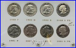 Susan B Anthony Dollar Complete Set Includes Type 2 Proofs in CAPITAL PLASTICS