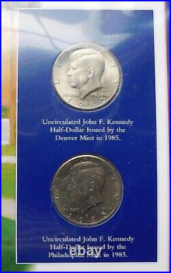 The Complete John F. Kennedy UNC US 1/2 Dollar Collection Coin Set, 46 Panels
